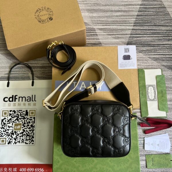 1:1 Replica Gucci Matelasse Shoulder Bag Black For Women, Women's Bags 8.5in/22cm GG 702234 UM8HG 1046