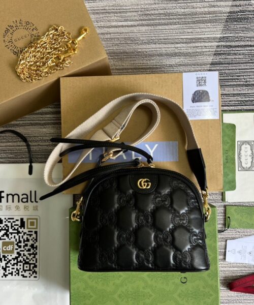 1:1 Replica Gucci Matelasse Shoulder Bag Black For Women, Women's Bags 9in/23cm GG