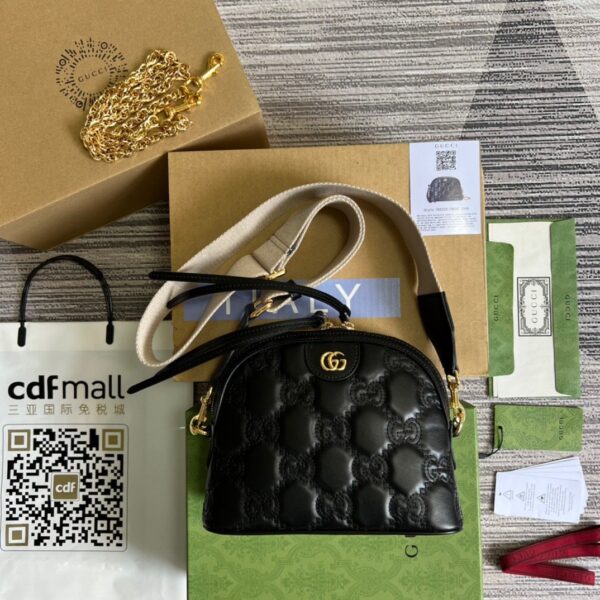 1:1 Replica Gucci Matelasse Shoulder Bag Black For Women, Women's Bags 9in/23cm GG