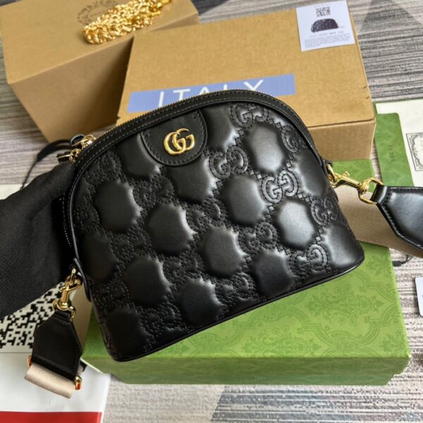 1:1 Replica Gucci Matelasse Shoulder Bag Black For Women, Women's Bags 9in/23cm GG