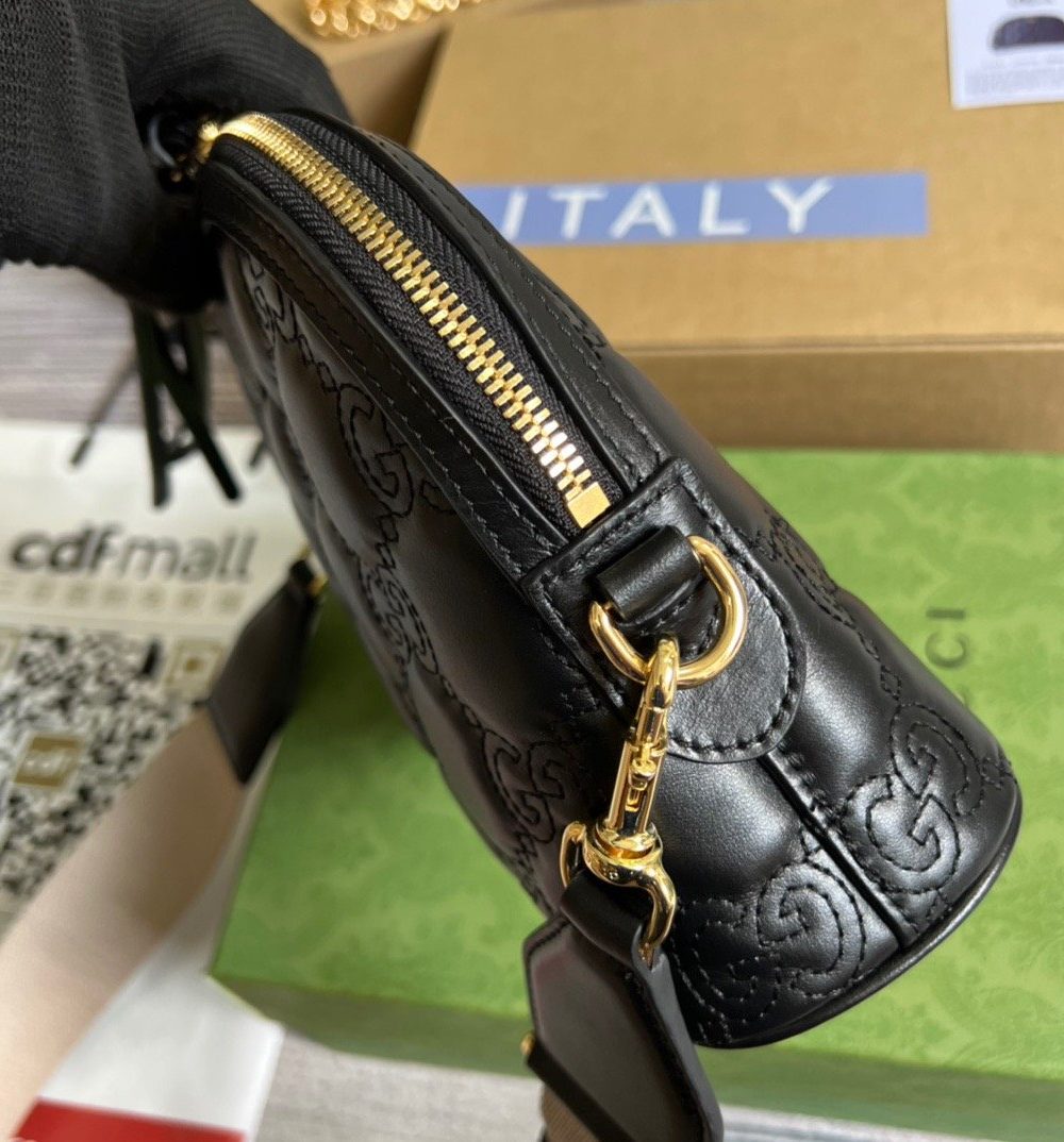 1:1 Replica Gucci Matelasse Shoulder Bag Black For Women, Women's Bags 9in/23cm GG