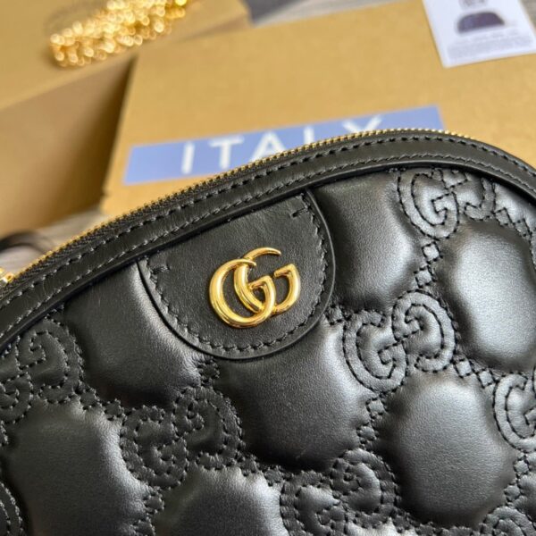 1:1 Replica Gucci Matelasse Shoulder Bag Black For Women, Women's Bags 9in/23cm GG