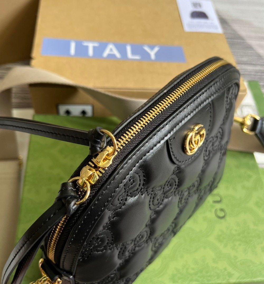 1:1 Replica Gucci Matelasse Shoulder Bag Black For Women, Women's Bags 9in/23cm GG