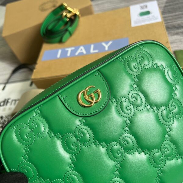 1:1 Replica Gucci Matelasse Shoulder Bag Green For Women, Women's Bags 8.5in/22cm GG 702234 UM8HG 3389