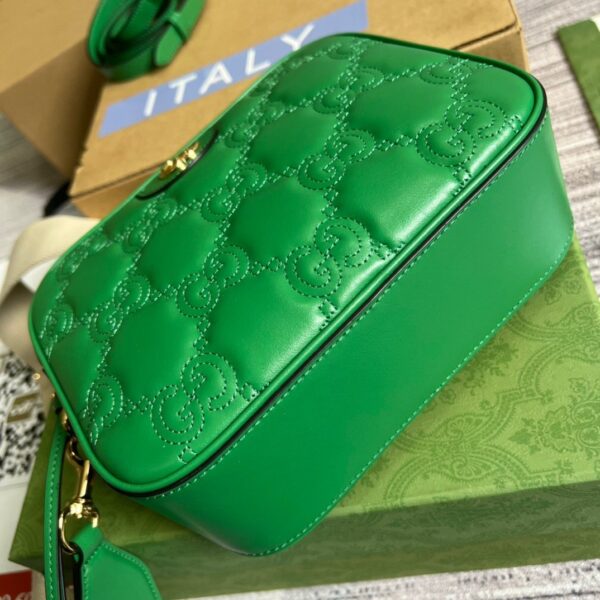 1:1 Replica Gucci Matelasse Shoulder Bag Green For Women, Women's Bags 8.5in/22cm GG 702234 UM8HG 3389