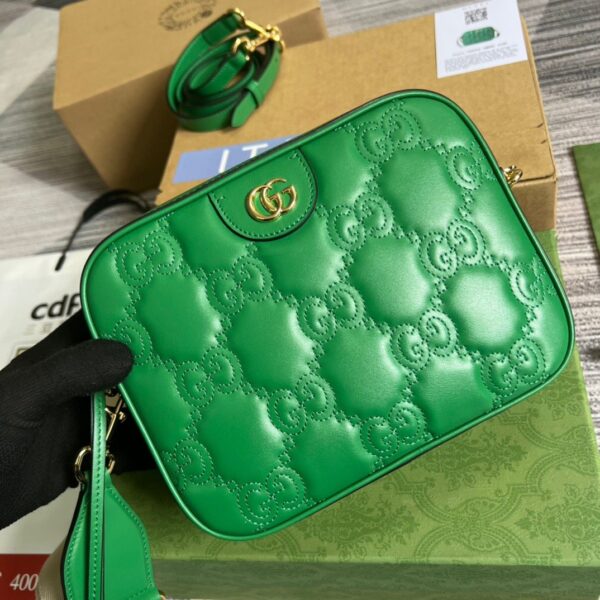 1:1 Replica Gucci Matelasse Shoulder Bag Green For Women, Women's Bags 8.5in/22cm GG 702234 UM8HG 3389