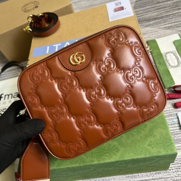 1:1 Replica Gucci Matelasse Shoulder Bag Red For Women, Women's Bags 8.5in/22cm GG 702234 UM8HG 2595