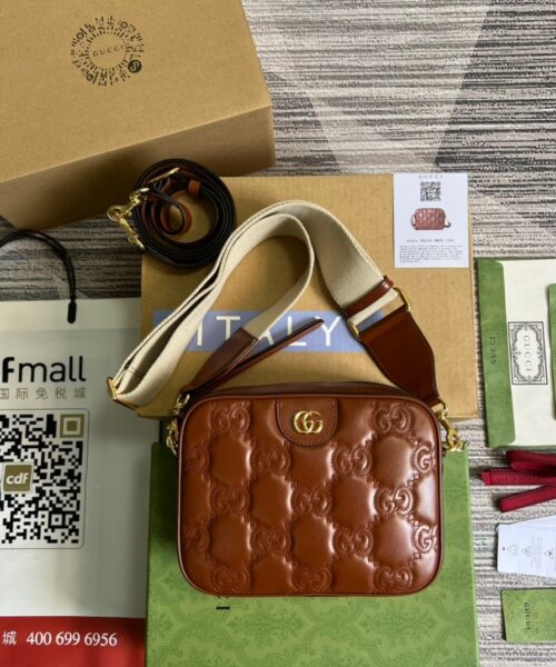 1:1 Replica Gucci Matelasse Shoulder Bag Red For Women, Women's Bags 8.5in/22cm GG 702234 UM8HG 2595
