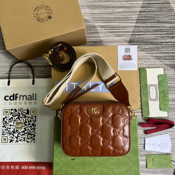 1:1 Replica Gucci Matelasse Shoulder Bag Red For Women, Women's Bags 8.5in/22cm GG 702234 UM8HG 2595