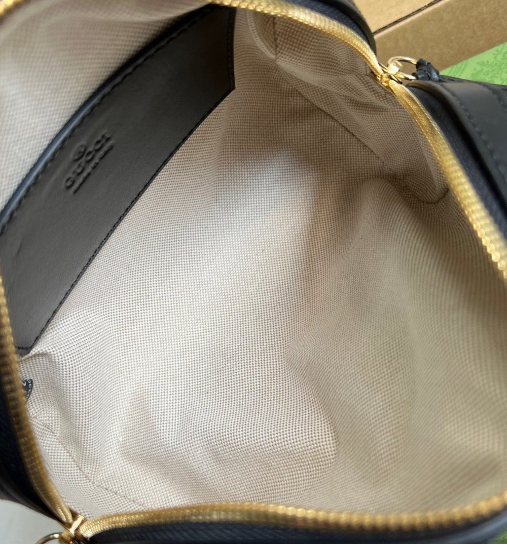 1:1 Replica Gucci Matelasse Top Handle Bag Black For Women, Women's Bags 7.5in/19cm GG ‎702251 UM8HG 1046