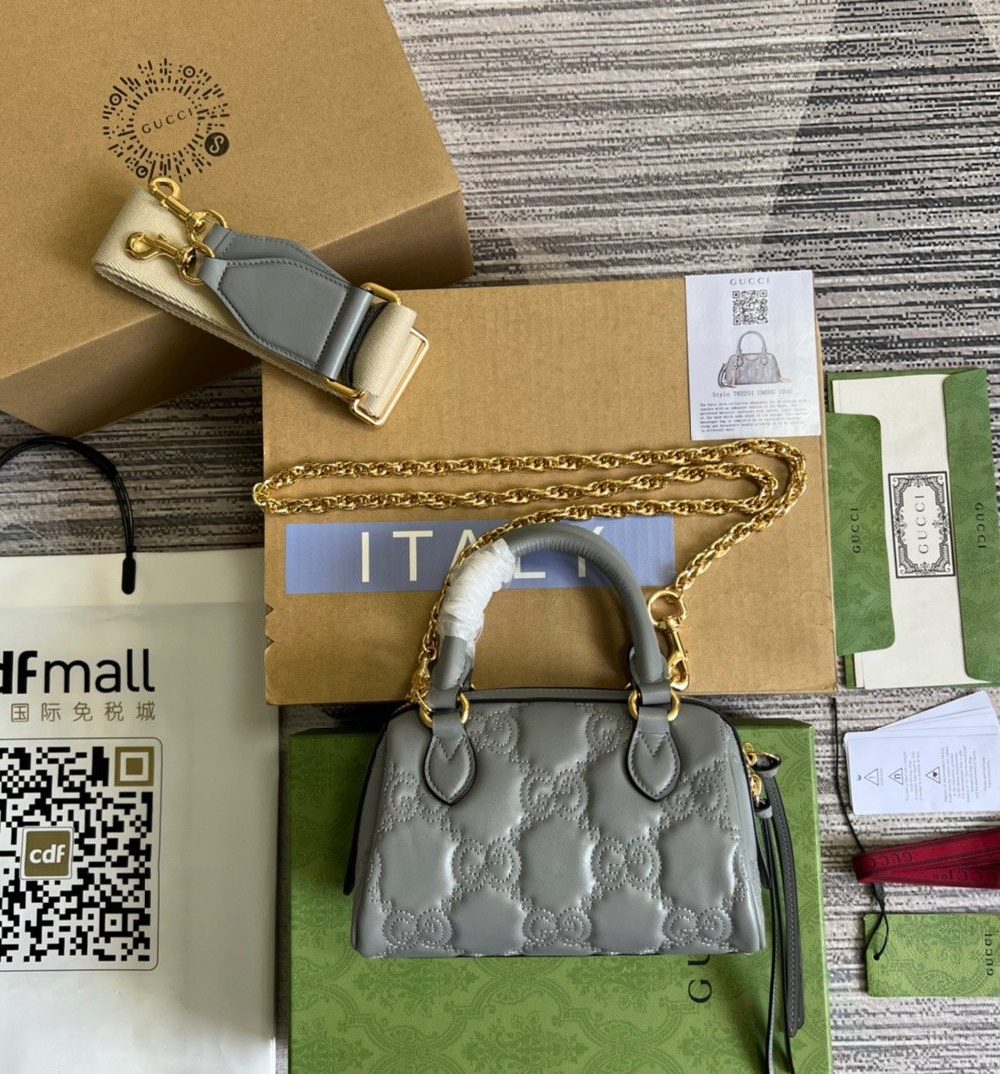 1:1 Replica Gucci Matelasse Top Handle Bag Black For Women, Women's Bags 7.5in/19cm GG ‎702251 UM8HG 1046