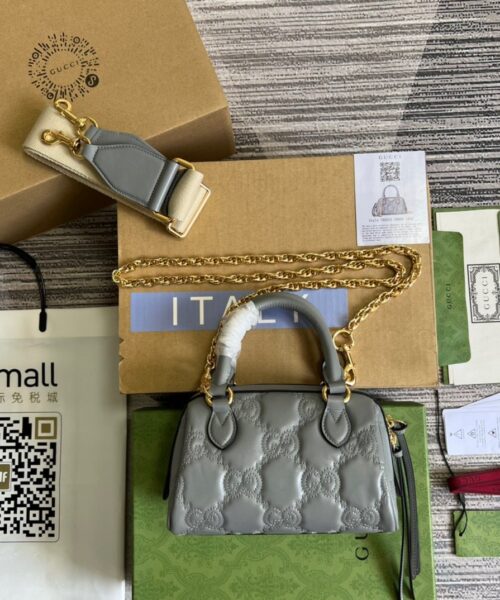 1:1 Replica Gucci Matelasse Top Handle Bag Black For Women, Women's Bags 7.5in/19cm GG ‎702251 UM8HG 1046