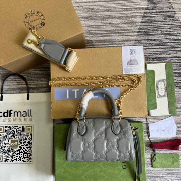 1:1 Replica Gucci Matelasse Top Handle Bag Black For Women, Women's Bags 7.5in/19cm GG ‎702251 UM8HG 1046