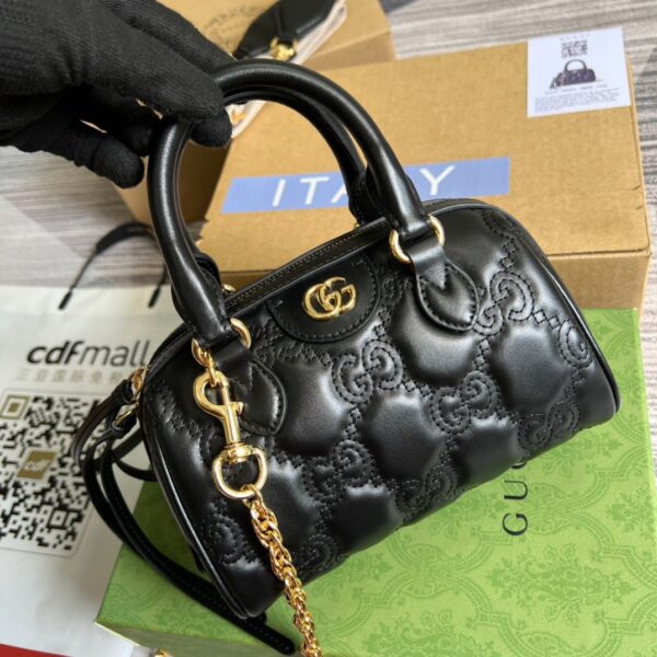 1:1 Replica Gucci Matelasse Top Handle Bag Black For Women, Women's Bags 7.5in/19cm GG ‎702251 UM8HG 1046