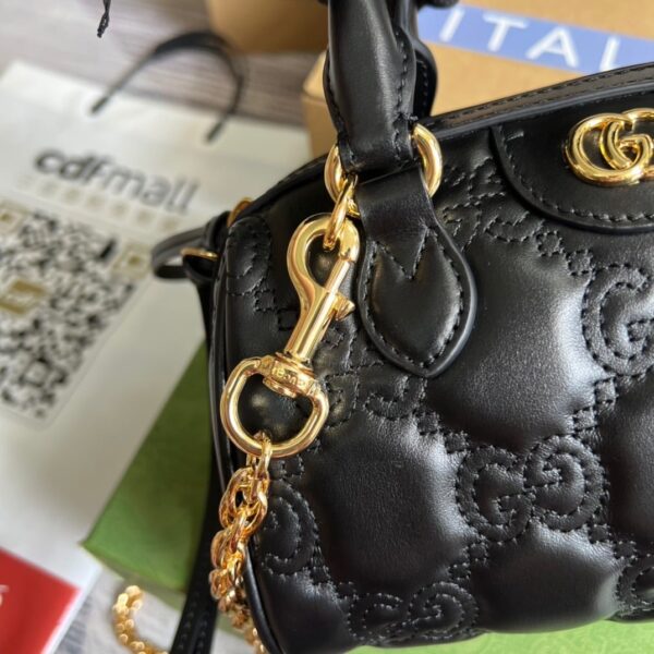 1:1 Replica Gucci Matelasse Top Handle Bag Black For Women, Women's Bags 7.5in/19cm GG ‎702251 UM8HG 1046