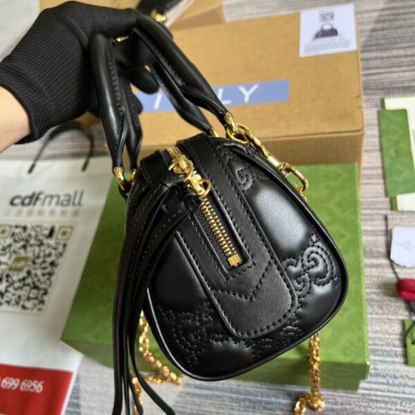 1:1 Replica Gucci Matelasse Top Handle Bag Black For Women, Women's Bags 7.5in/19cm GG ‎702251 UM8HG 1046