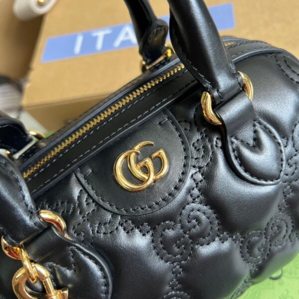 1:1 Replica Gucci Matelasse Top Handle Bag Black For Women, Women's Bags 7.5in/19cm GG ‎702251 UM8HG 1046