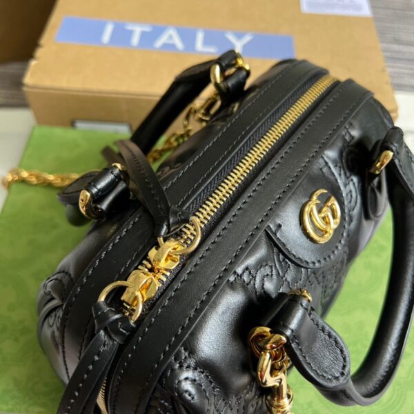 1:1 Replica Gucci Matelasse Top Handle Bag Black For Women, Women's Bags 7.5in/19cm GG ‎702251 UM8HG 1046