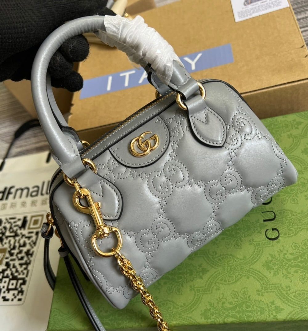 1:1 Replica Gucci Matelasse Top Handle Bag Black For Women, Women's Bags 7.5in/19cm GG ‎702251 UM8HG 1046