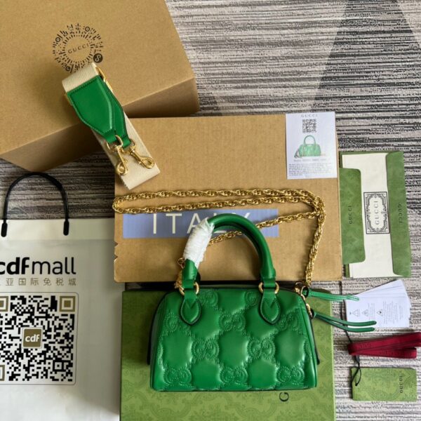 1:1 Replica Gucci Matelasse Top Handle Bag Green For Women, Women's Bags 7.5in/19cm GG 702251 UM8HG 3389