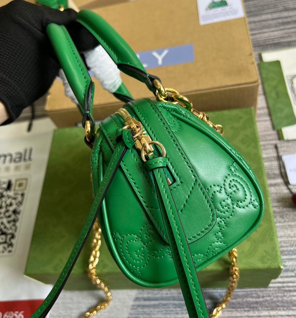 1:1 Replica Gucci Matelasse Top Handle Bag Green For Women, Women's Bags 7.5in/19cm GG 702251 UM8HG 3389