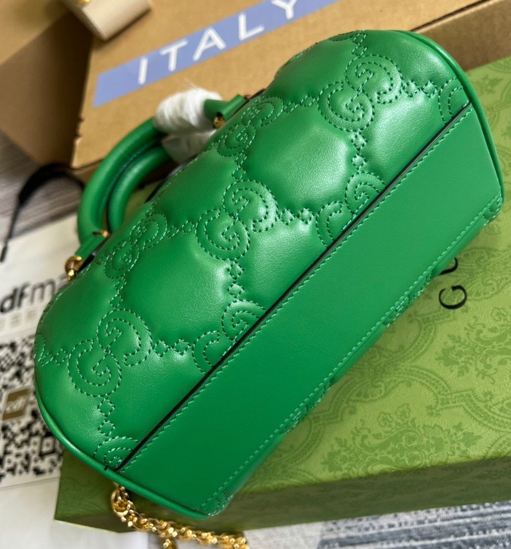 1:1 Replica Gucci Matelasse Top Handle Bag Green For Women, Women's Bags 7.5in/19cm GG 702251 UM8HG 3389