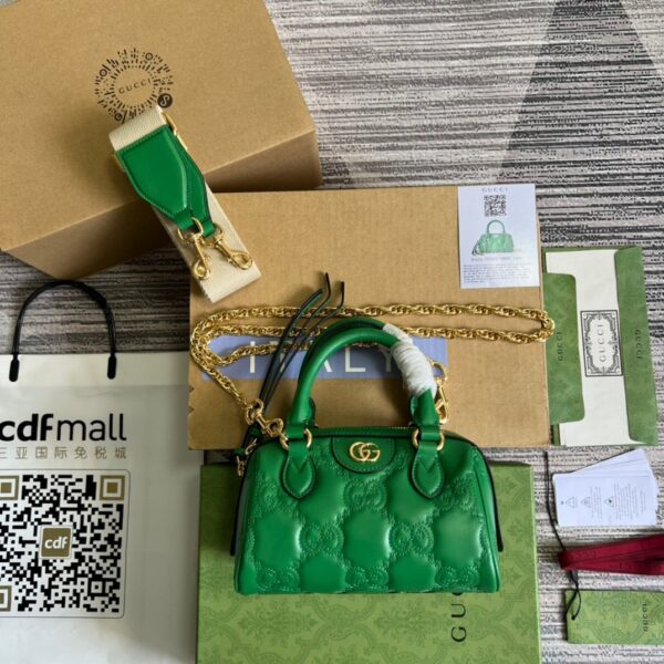 1:1 Replica Gucci Matelasse Top Handle Bag Green For Women, Women's Bags 7.5in/19cm GG 702251 UM8HG 3389