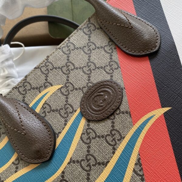 1:1 Replica Gucci Medium Tote With Geometric Print Beige And Ebony GG Supreme Canvas With Geometric And Web Print For Women 14.8in/37.5cm GG 674148 UQHHG 8678