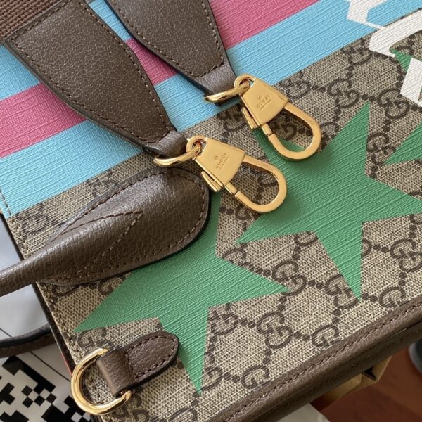 1:1 Replica Gucci Medium Tote With Geometric Print Beige And Ebony GG Supreme Canvas With Geometric And Web Print For Women 14.8in/37.5cm GG 674148 UQHHG 8678