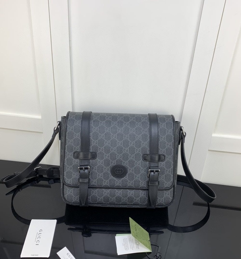 1:1 Replica Gucci Messenger Bag Black For Men 11in/28cm GG ‎658542 KGDHN 1000
