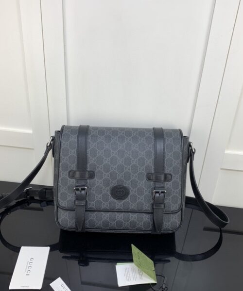 1:1 Replica Gucci Messenger Bag Black For Men 11in/28cm GG ‎658542 KGDHN 1000