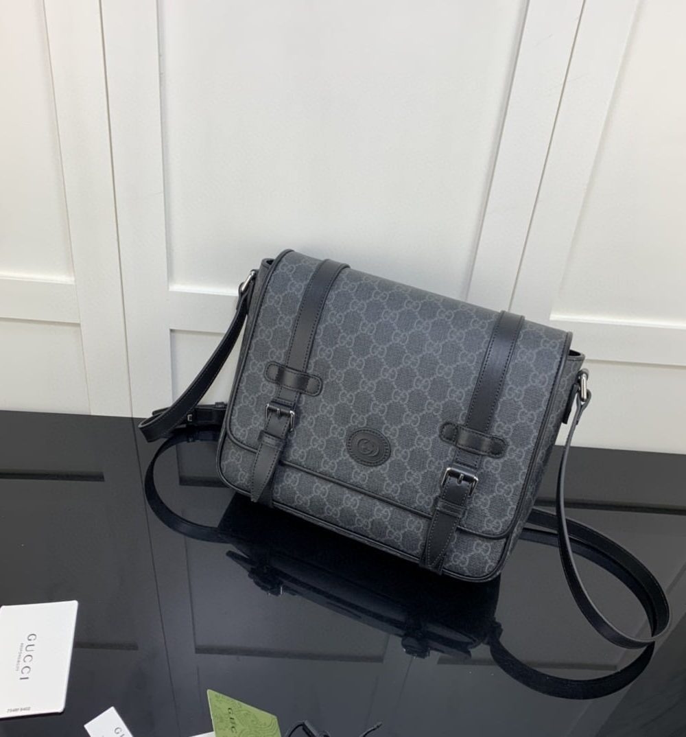 1:1 Replica Gucci Messenger Bag Black For Men 11in/28cm GG ‎658542 KGDHN 1000