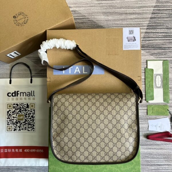 1:1 Replica Gucci Messenger Bag Shoulder Bag Beige GG Supreme Canvas For Women,Men 12.9in/33cm 2101214094842