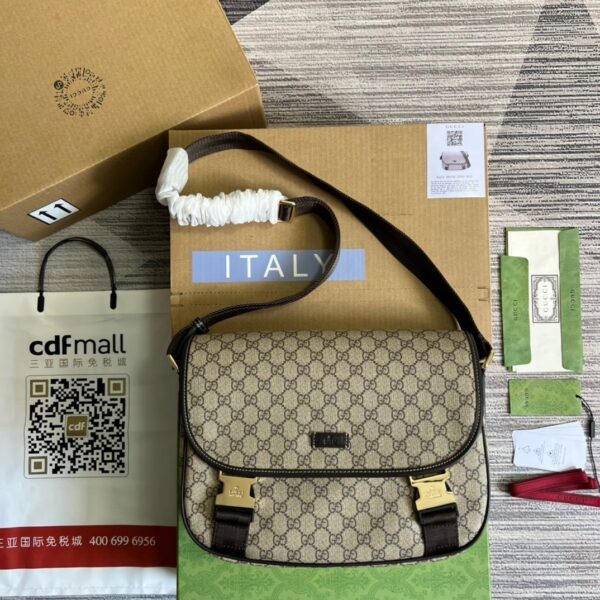 1:1 Replica Gucci Messenger Bag Shoulder Bag Beige GG Supreme Canvas For Women,Men 12.9in/33cm 2101214094842