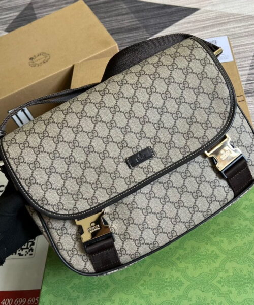 1:1 Replica Gucci Messenger Bag Shoulder Bag Beige GG Supreme Canvas For Women,Men 12.9in/33cm 2101214094842