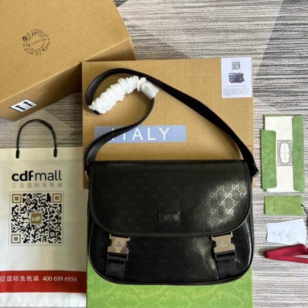 1:1 Replica Gucci Messenger Bag Shoulder Bag Black GG Supreme Canvas For Women,Men 12.9in/33cm GG 2101214059377