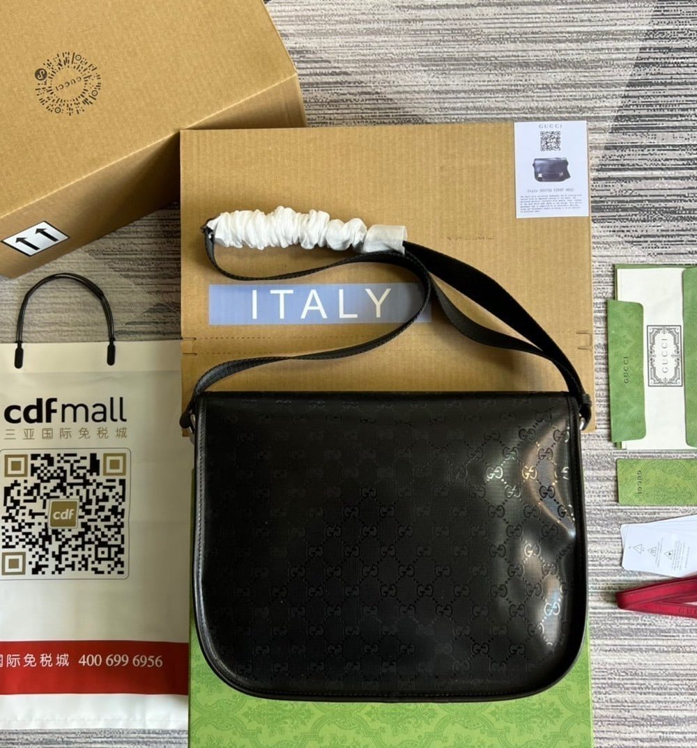 1:1 Replica Gucci Messenger Bag Shoulder Bag Black GG Supreme Canvas For Women,Men 12.9in/33cm GG 2101214059377