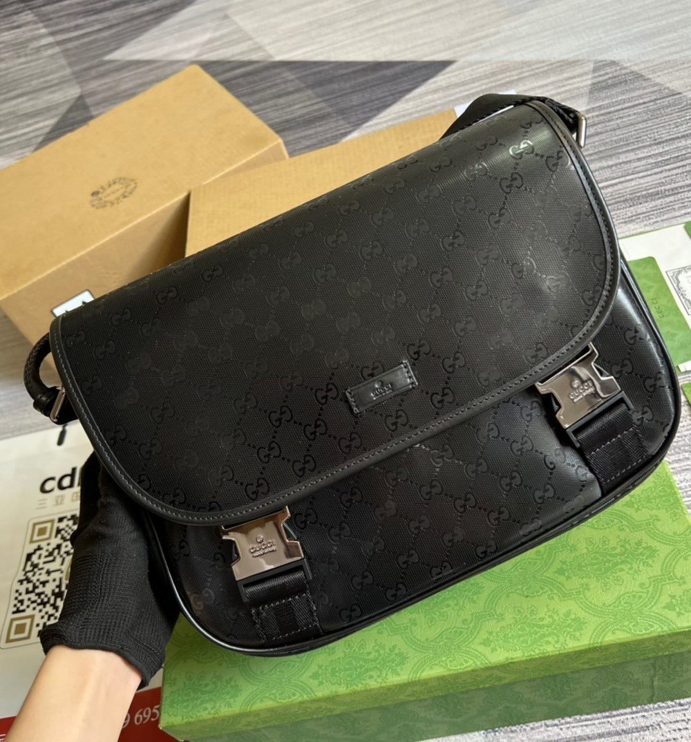 1:1 Replica Gucci Messenger Bag Shoulder Bag Black GG Supreme Canvas For Women,Men 12.9in/33cm GG 2101214059377