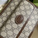 1:1 Replica Gucci Messenger Bag With Interlocking G Beige And Ebony GG Supreme Canvas And Brown For Men 8in/21cm GG 674164 92THG