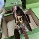 1:1 Replica Gucci Messenger Bag With Interlocking G Beige And Ebony GG Supreme Canvas And Brown For Men 8in/21cm GG 674164 92THG