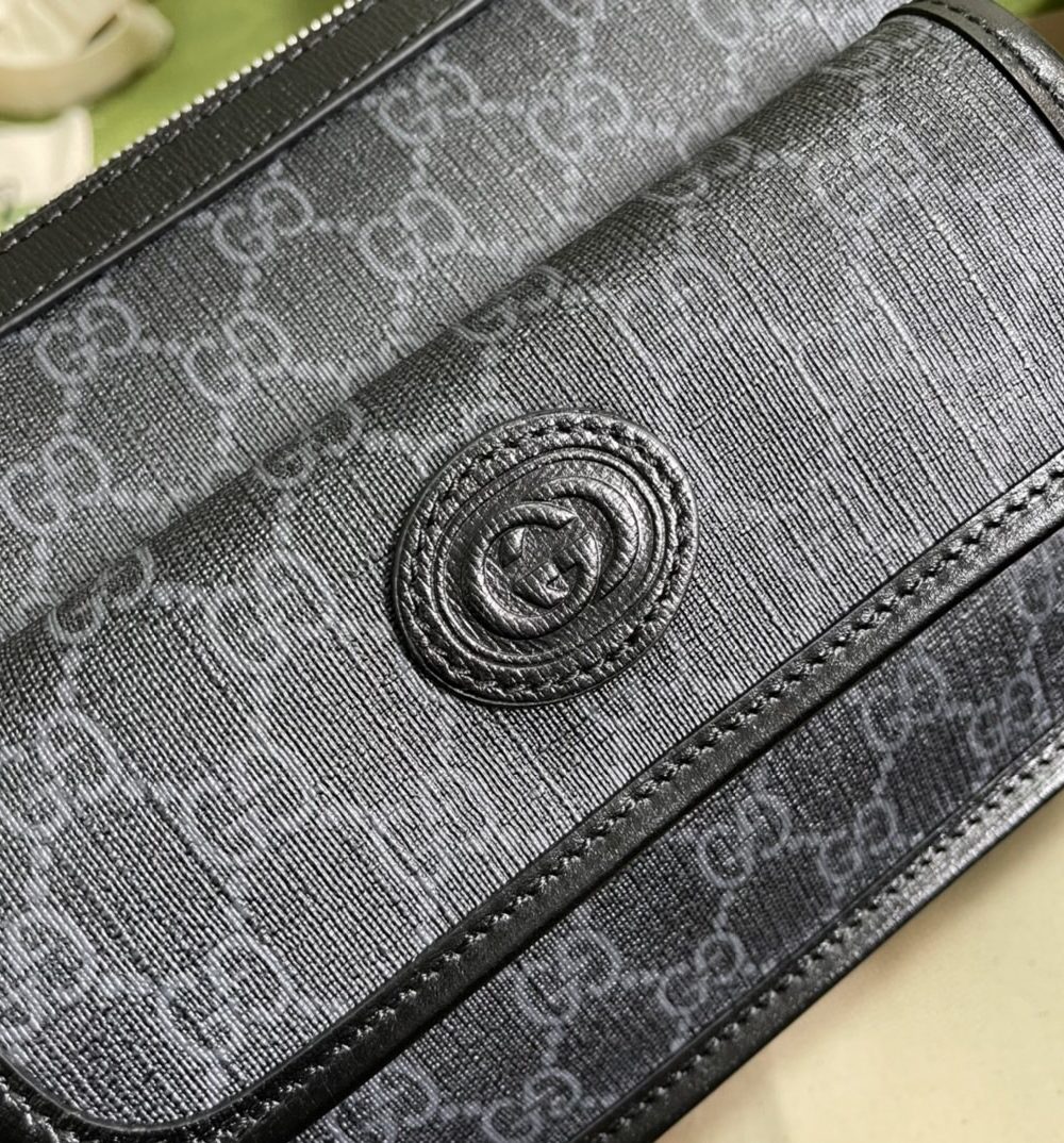 1:1 Replica Gucci Messenger Bag With Interlocking G Black Supreme Canvas For Men 8in/21cm 674164 92THN 1000