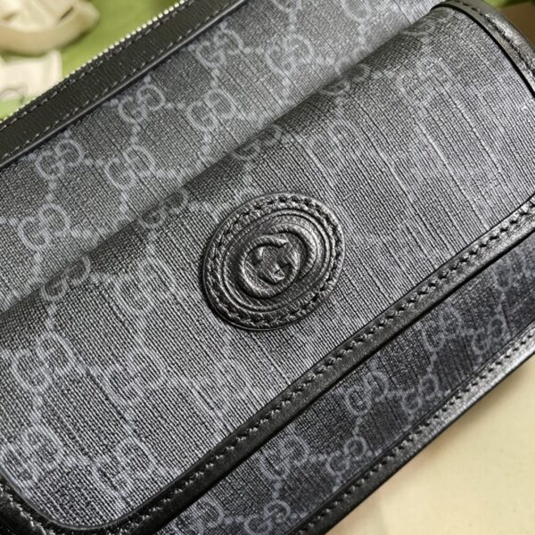1:1 Replica Gucci Messenger Bag With Interlocking G Black Supreme Canvas For Men 8in/21cm 674164 92THN 1000