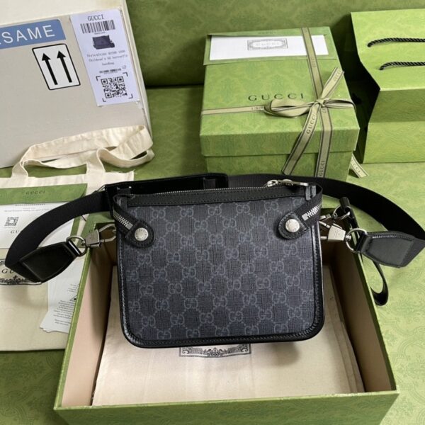 1:1 Replica Gucci Messenger Bag With Interlocking G Black Supreme Canvas For Men 8in/21cm 674164 92THN 1000