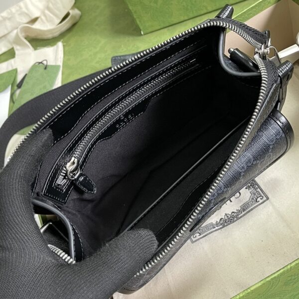 1:1 Replica Gucci Messenger Bag With Interlocking G Black Supreme Canvas For Men 8in/21cm 674164 92THN 1000