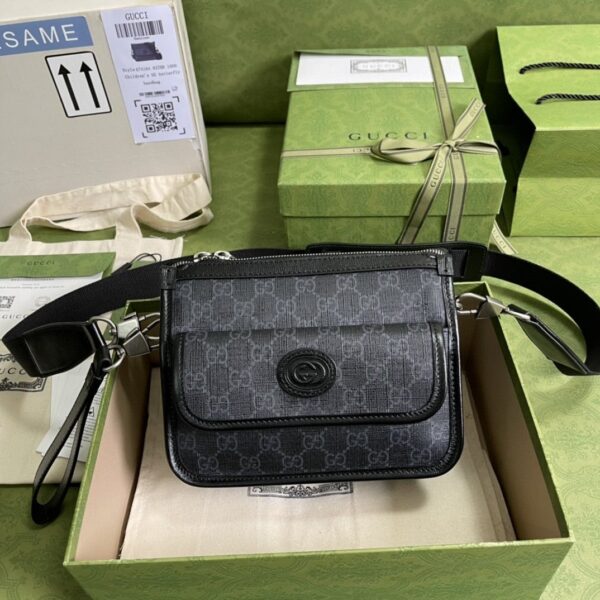 1:1 Replica Gucci Messenger Bag With Interlocking G Black Supreme Canvas For Men 8in/21cm 674164 92THN 1000