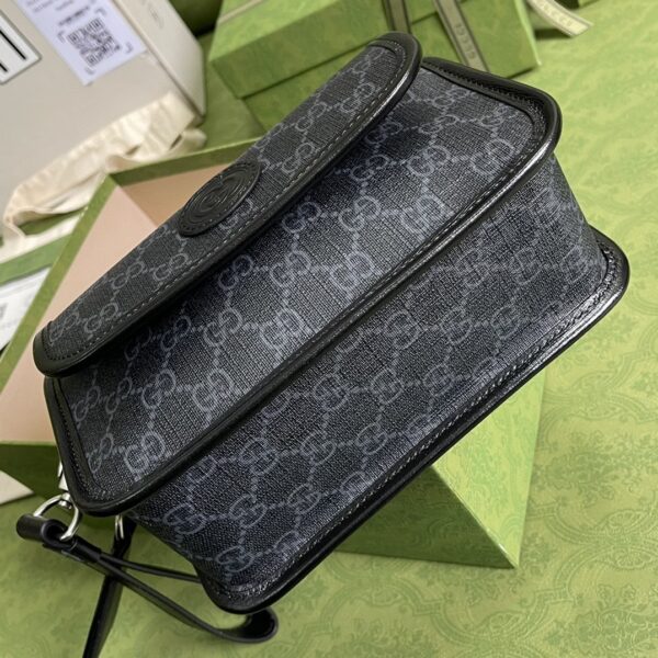 1:1 Replica Gucci Messenger Bag With Interlocking G Black Supreme Canvas For Men 8in/21cm 674164 92THN 1000