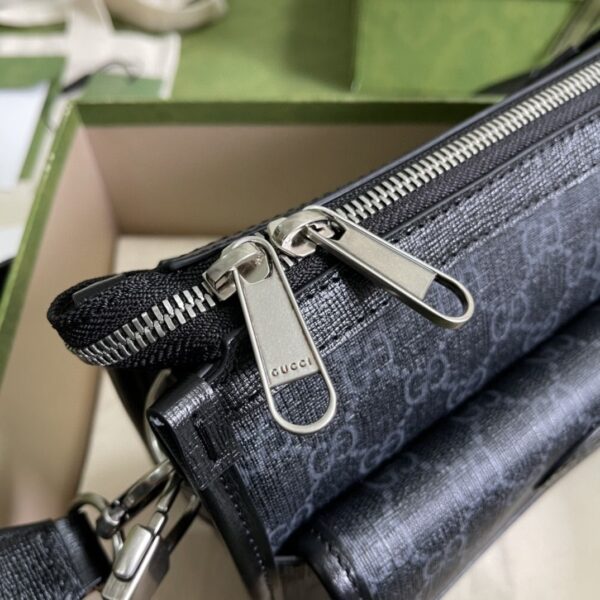 1:1 Replica Gucci Messenger Bag With Interlocking G Black Supreme Canvas For Men 8in/21cm 674164 92THN 1000