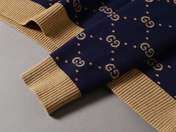 Gucci Metallic Jacquard-Knit Sweatshirt Navy Blue For Men