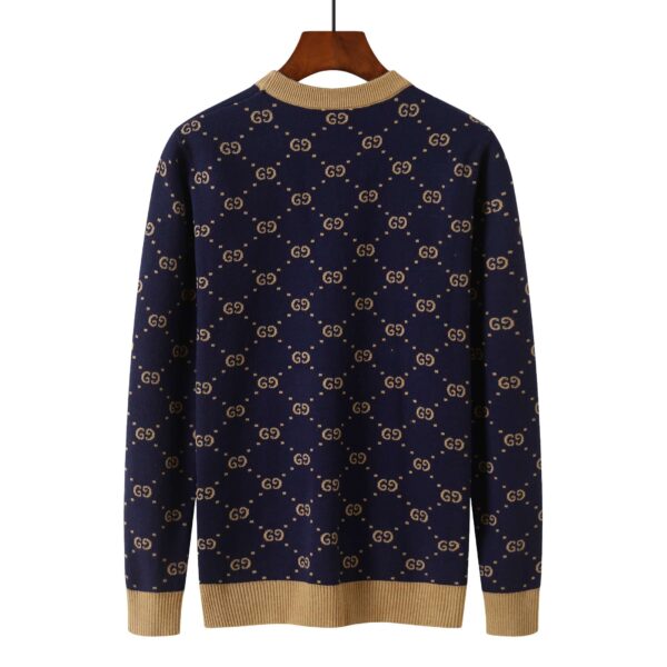 Gucci Metallic Jacquard-Knit Sweatshirt Navy Blue For Men