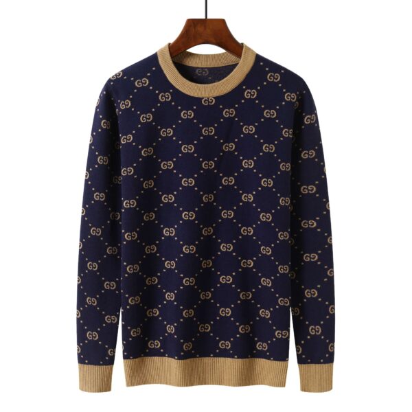 Gucci Metallic Jacquard-Knit Sweatshirt Navy Blue For Men